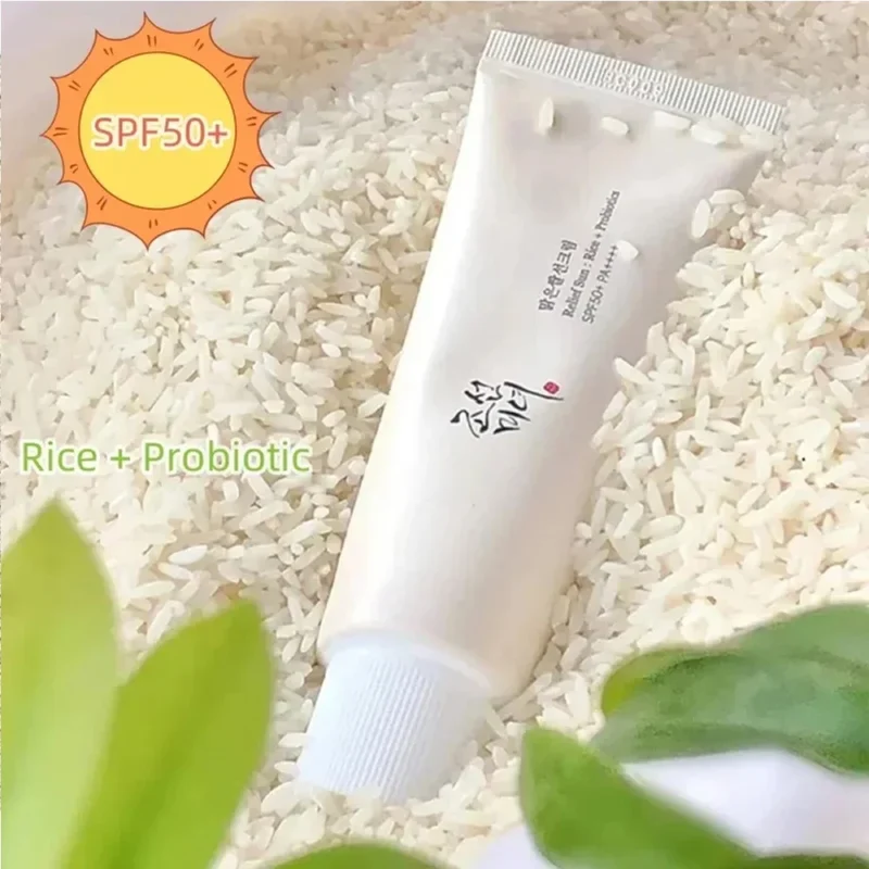SPF50+ Sunscreen Korean Rice Probiotic Solar Blocker Skin Whitening Cream Anti UV Sun Block Facial Moisturizer Seaside Sunblock