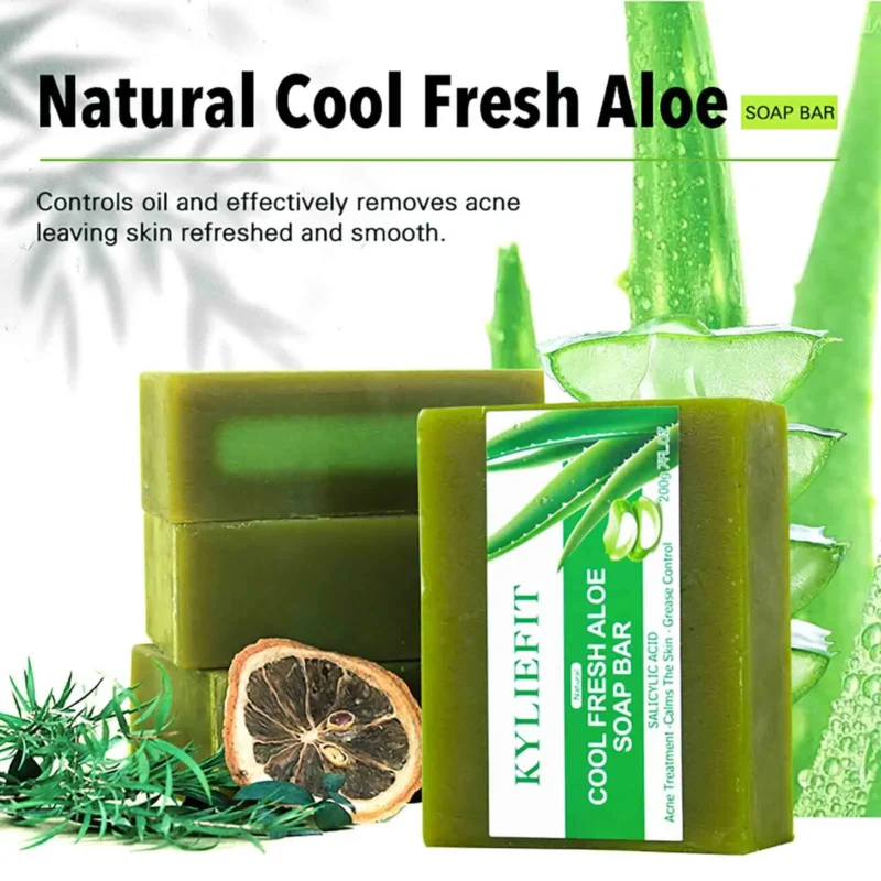 AILKE Aloe Vera Whitening Soap, Remove Acne, Pimples, Skin Radiant, Improve Skin Luster, Vegan Bath Wash for Women Men - Image 2