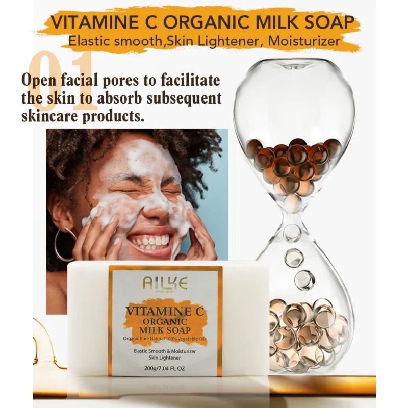AILKE Vitamin C Skin Care Set, with Lightening Body Lotion, Even Skin Tone Cream, Whitening Serum, Brightening Soap - Image 3