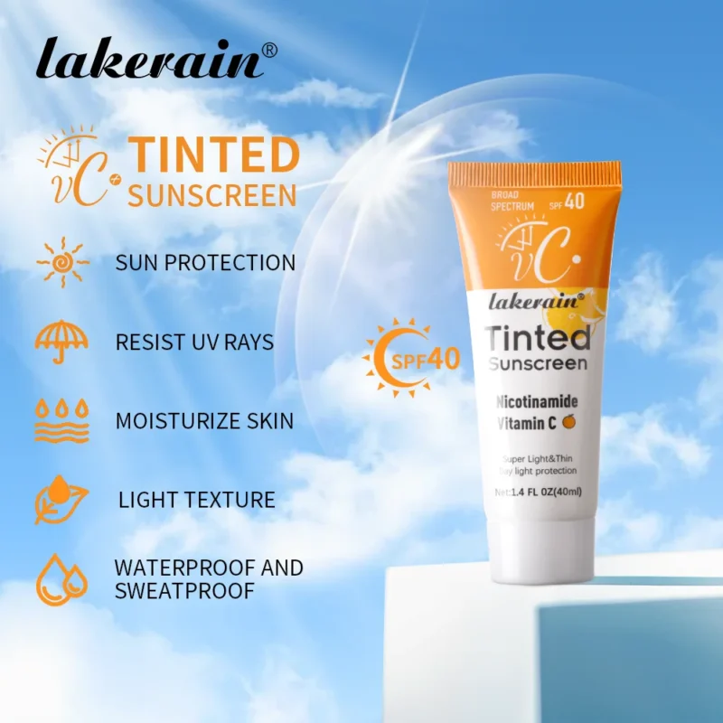 SPF40 Tinted Moisturizing VC Sunscreen Skin Protection Refreshing Makeup Sunscreen Cream UV Anti-aging Resistance Sunscreen - Image 2