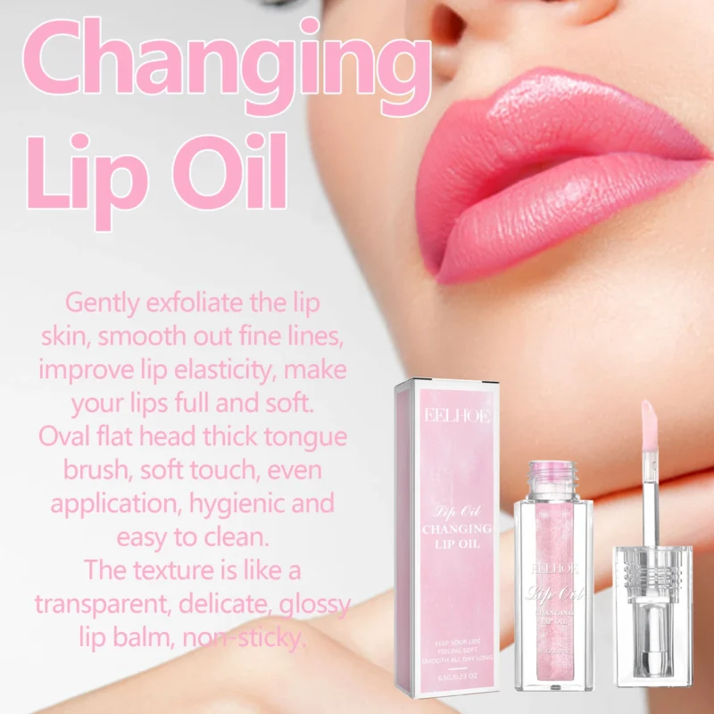 EELHOE Color Changing Lip Oil Transparent Lip Gloss Oil Lip Balm Color Changing Lip Oil Chapped Lip Care Moisturizer - Image 4