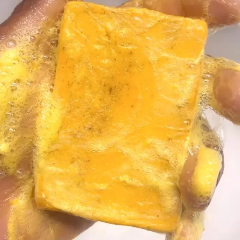 100g Turmeric Hand Made Soap, Lemon Kojic Acid Soap, Shower and Facial Soap Deep Cleaning For Face Body Skin Care - Image 2