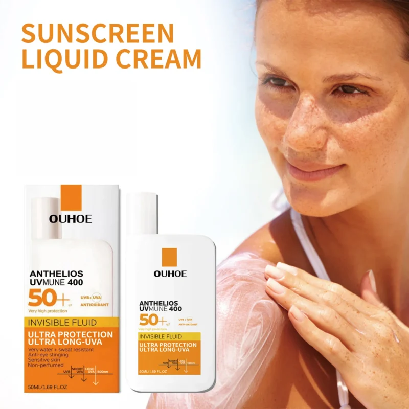 New Invisible Fluid Sunscreen SPF 50+ High Quality Water + Sweat Resistant Hydrating Moisturize Lotion Sunscreen Liquid Cream - Image 2