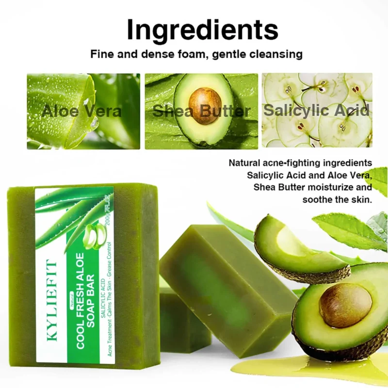 AILKE Aloe Vera Whitening Soap, Remove Acne, Pimples, Skin Radiant, Improve Skin Luster, Vegan Bath Wash for Women Men - Image 5